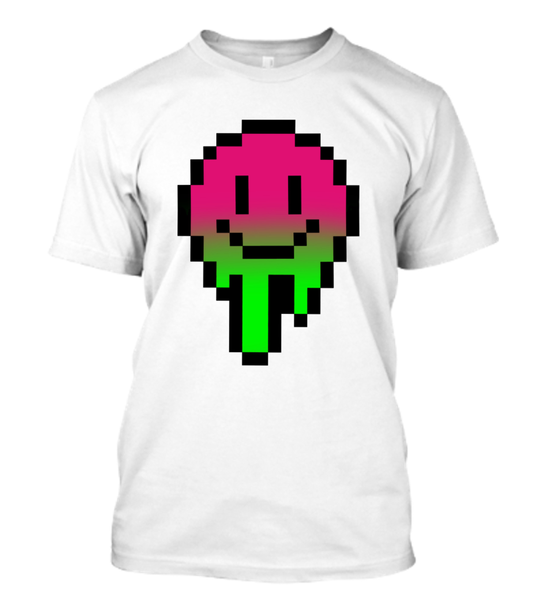 Pixel Acid Drip Smiley Face Neon Grunge Aesthetic T-Shirt