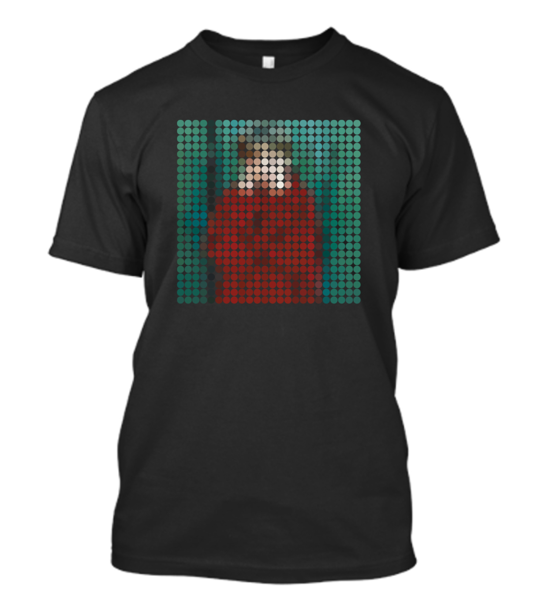 Placebo Pixelated Portrait Artwork In Red And Green Tones T-Shirt