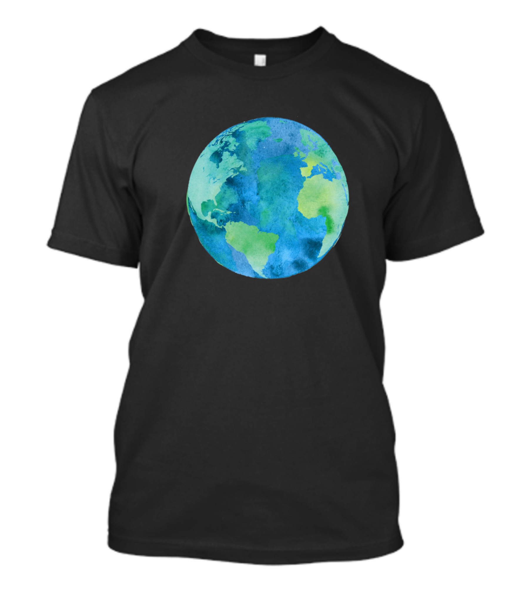 Planet Earth Watercolor Design Blue And Green T-Shirt