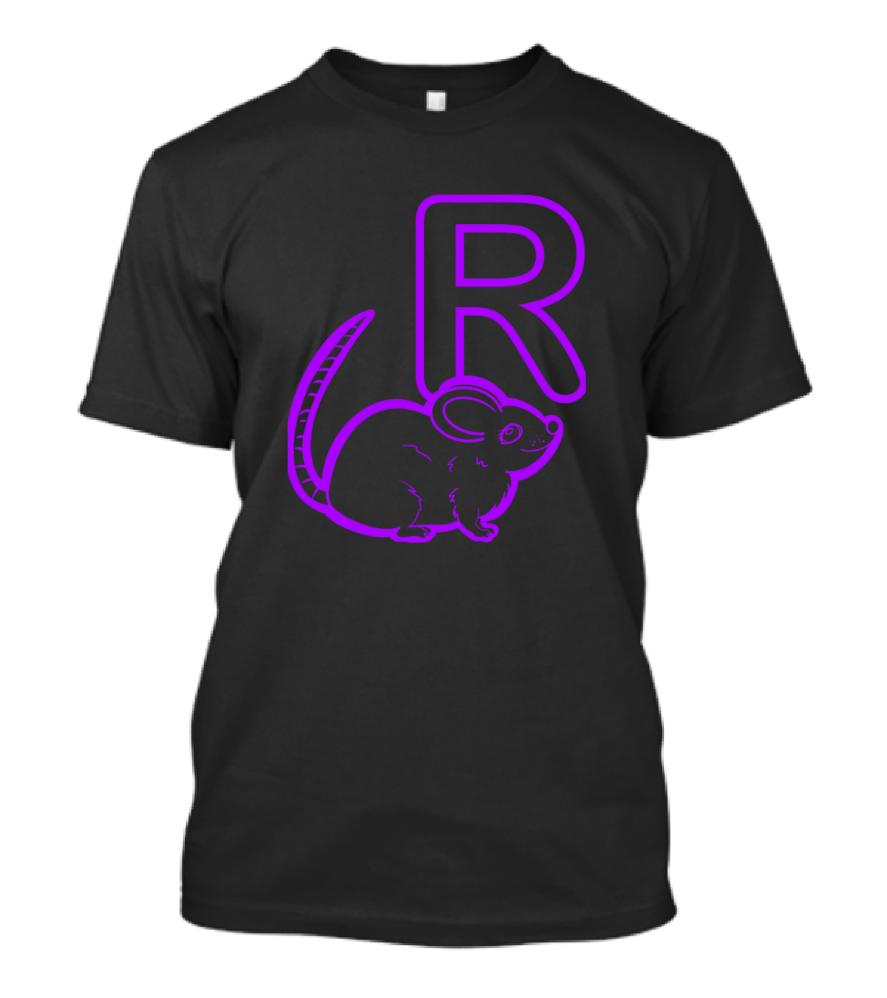 R Is For Rat Neon Outline Rodent T-Shirt