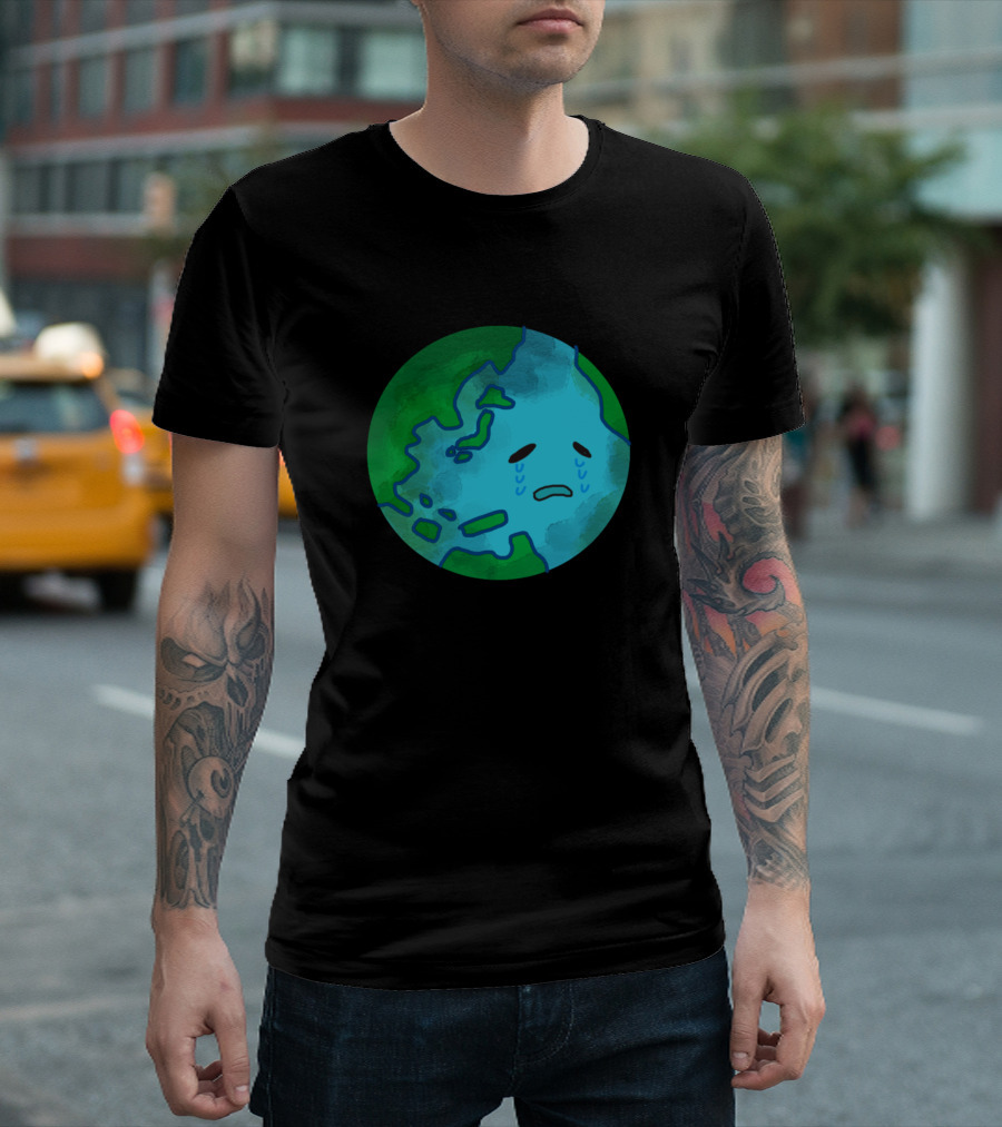 Crying Planet Earth With Sad Face T-Shirt