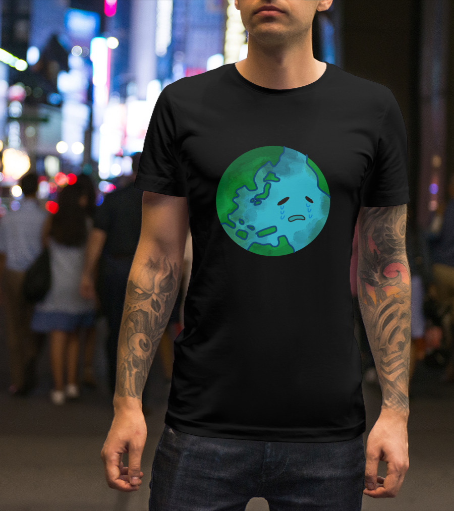 Crying Planet Earth With Sad Face T-Shirt