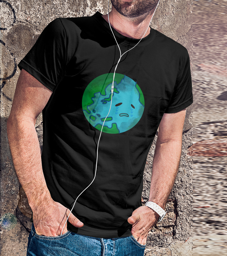 Crying Planet Earth With Sad Face T-Shirt