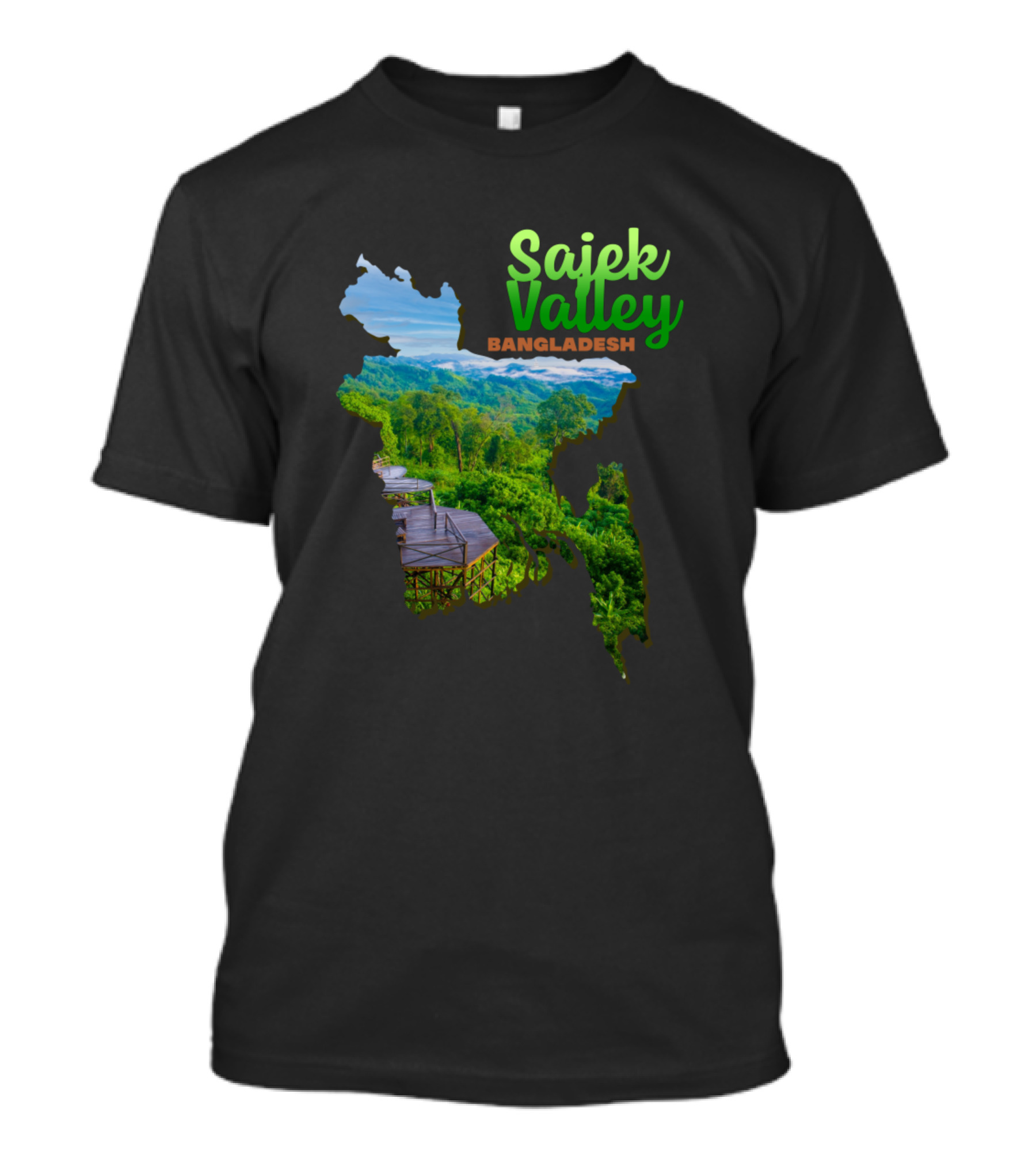 Sajek Valley Bangladesh Rangamati Chattogram Scenic Map T-Shirt