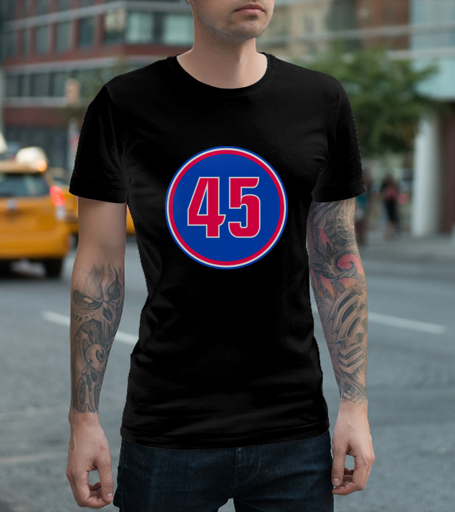 Sekou Doumbouya 45 Detroit Pistons Blue Circle T-Shirt