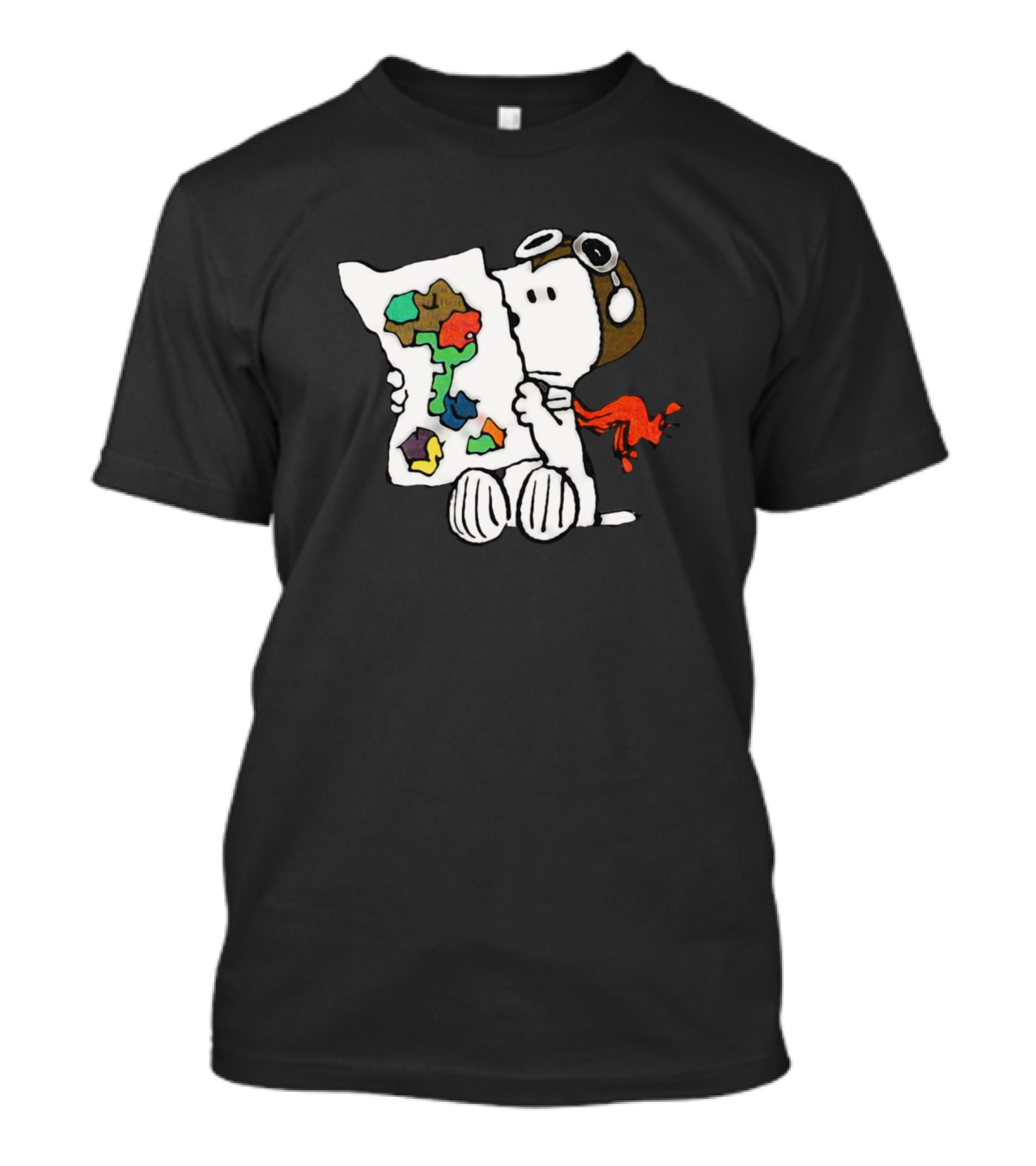 Snoopy Aviator Prepares To Battle The Red Baron With Map Plan T-Shirt