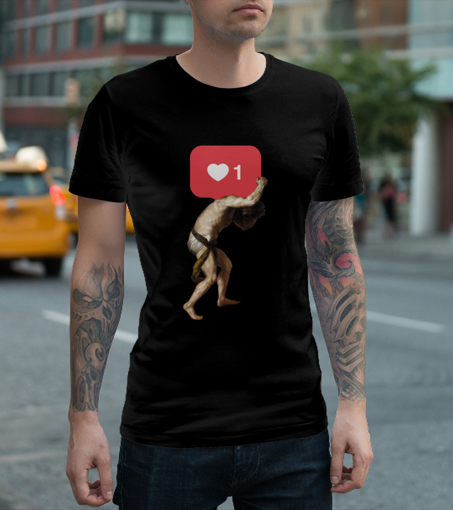 Socialphus Sisyphus Goes Social with Hilarious Heart T-Shirt