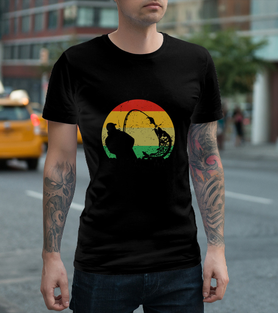 Sorry I Missed Your Call I Was On The Other Line Fishing Silhouette Vintage Sunset T-Shirt