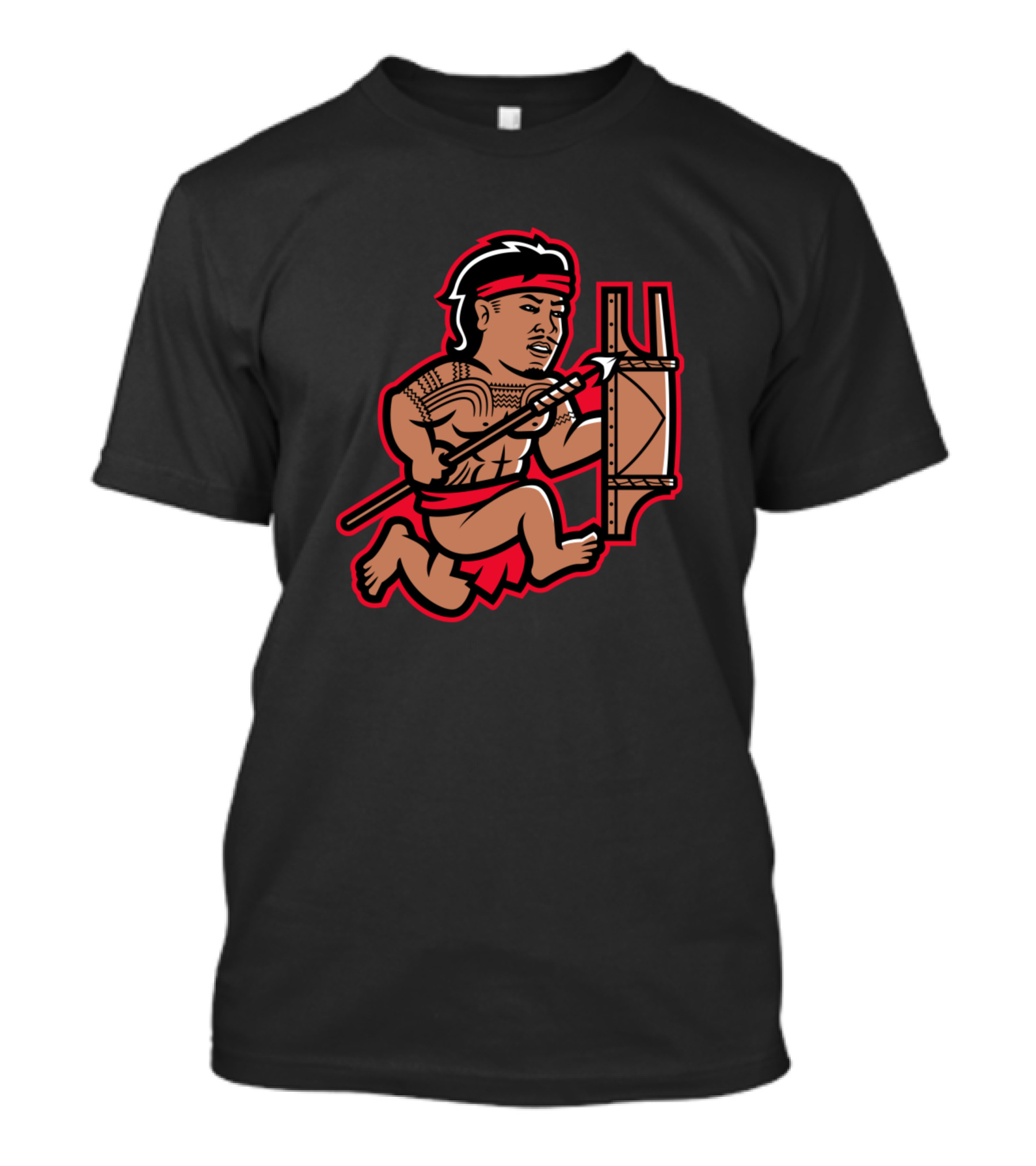 Terence Tribal Warrior Illustration With Tattoo And Shield T-Shirt