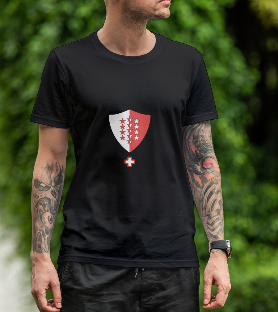Wallis Wappen Schweiz Valais Coat Of Arms Swiss Cross T-Shirt