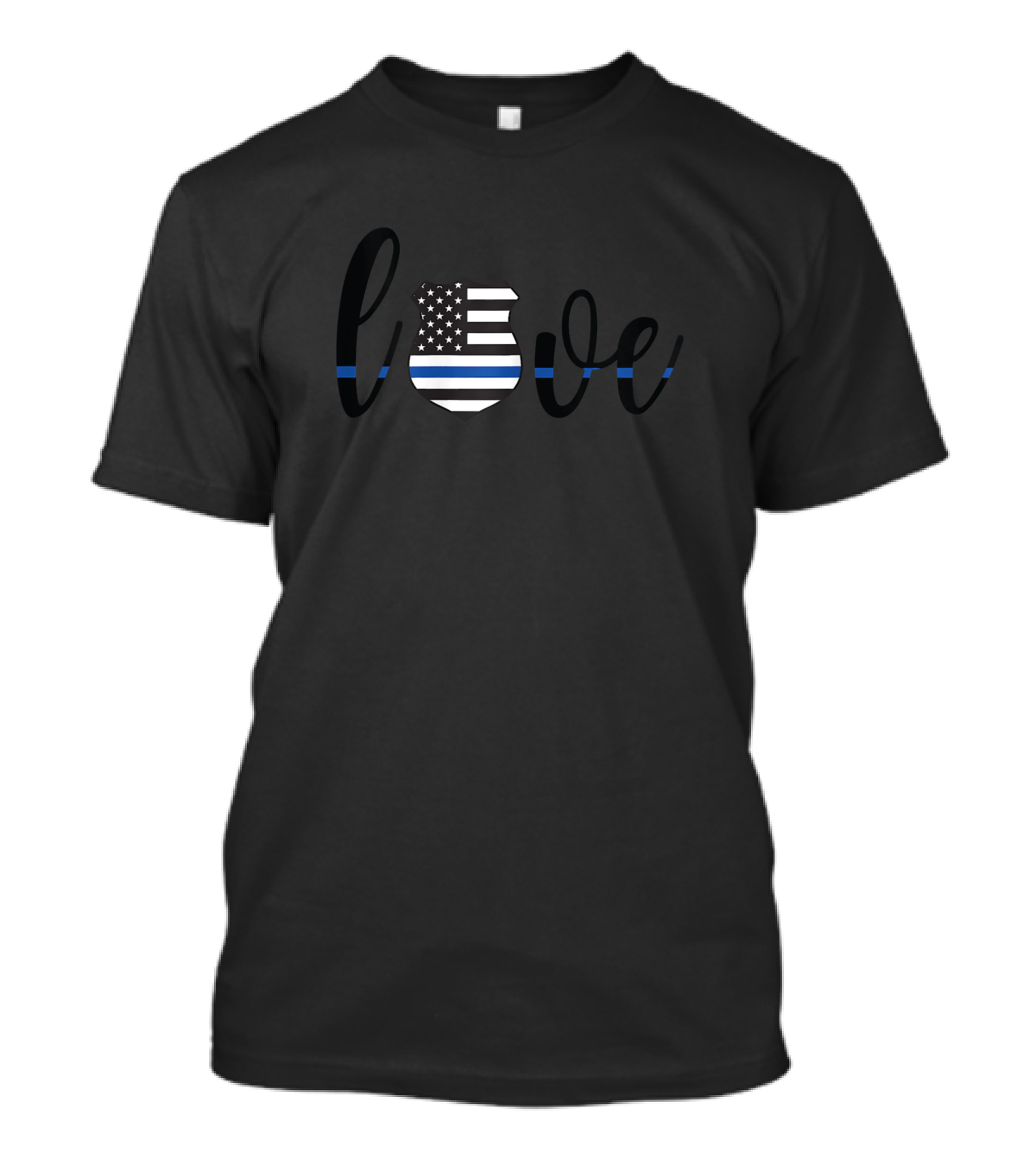 Women Thin Blue Line American Flag Badge Love Police Wife Girlfriend T-Shirt