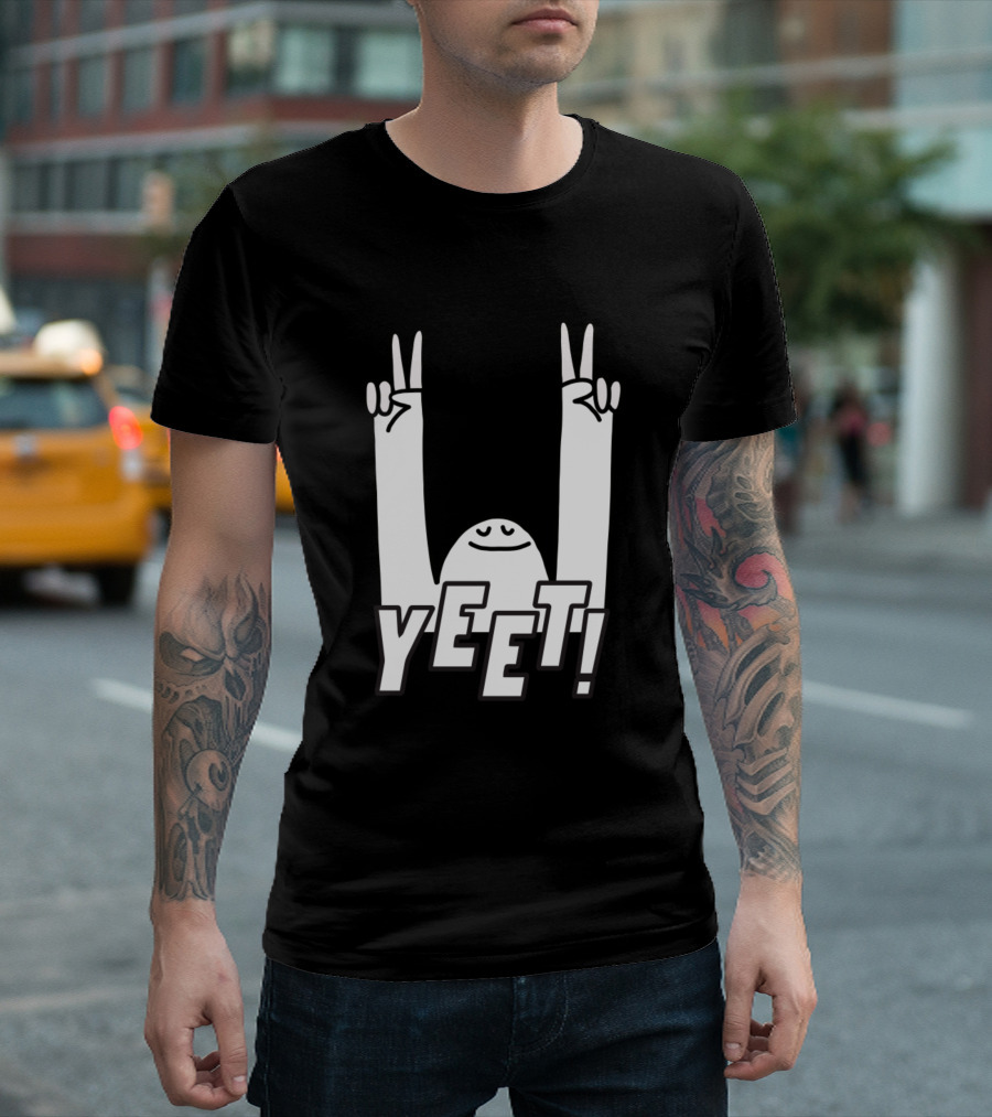 Yeet Peace Sign Character with Raised Hands T-Shirt