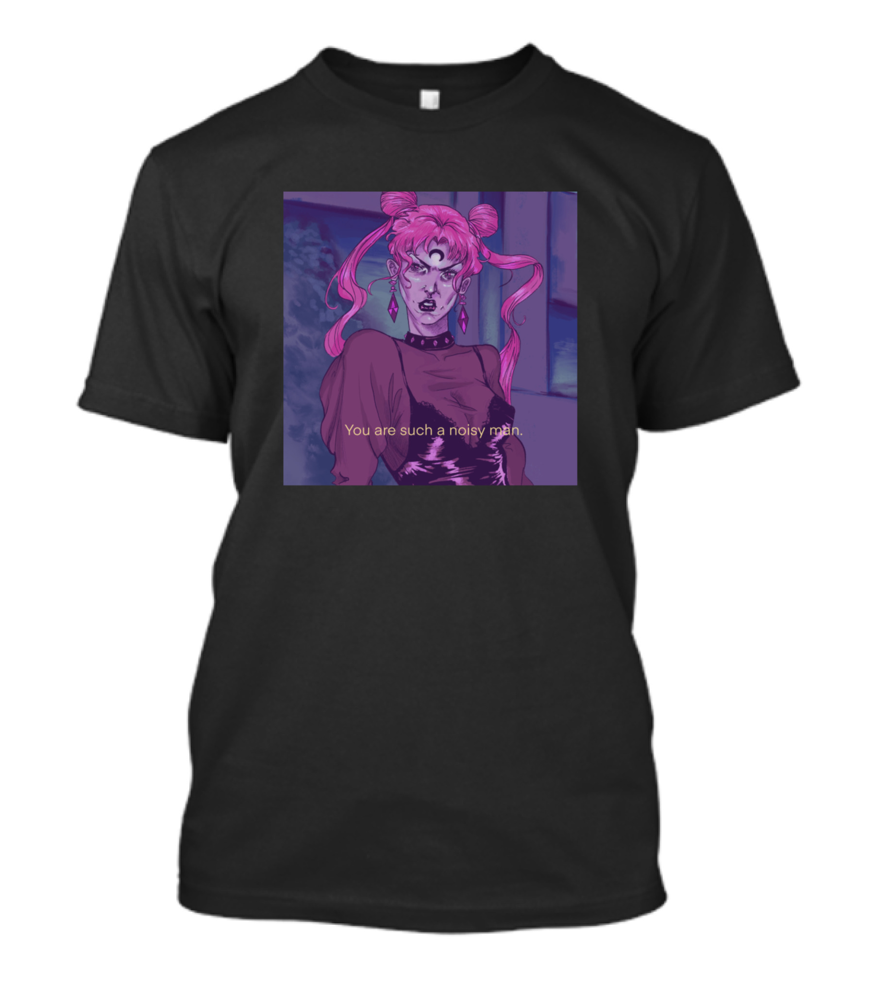 You Are Such A Noisy Man Anime Style Character With Pink Hair And Purple Attire T-Shirt