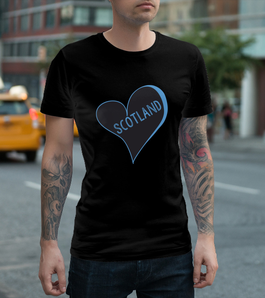Scotland Love Dark Heart Light Blue T-Shirt
