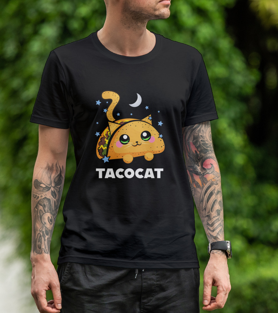 Taco Cat Cute Kawaii Moon And Stars T-Shirt