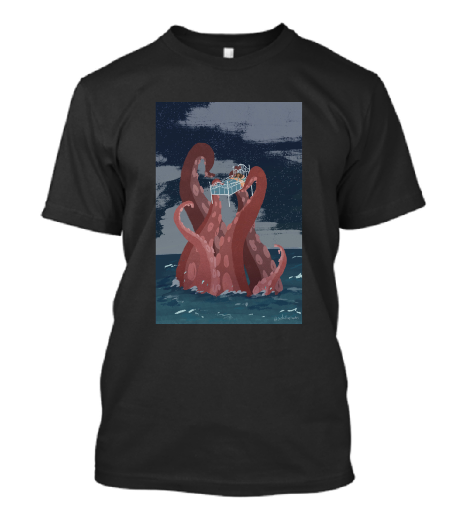Night Ocean Tentacles Embrace T-Shirt