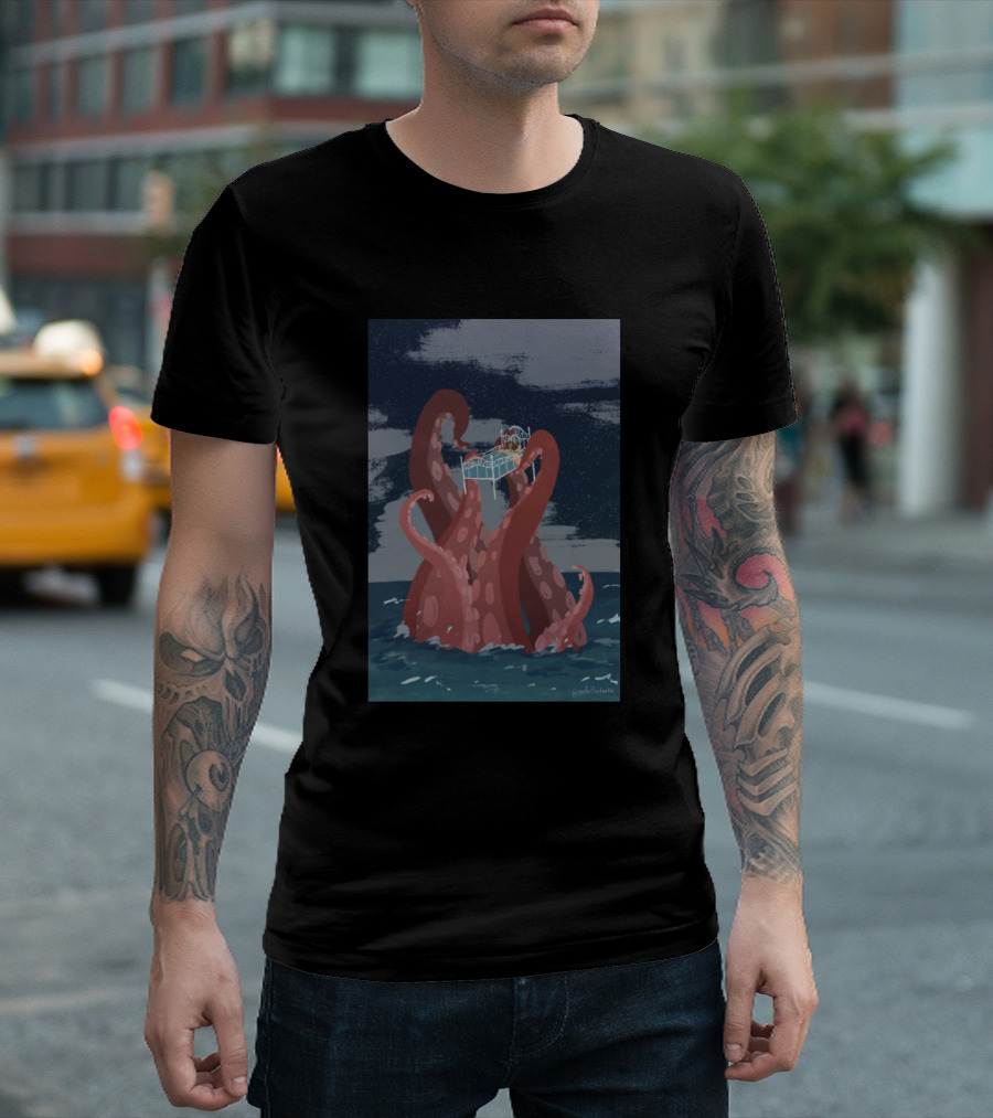 Night Ocean Tentacles Embrace T-Shirt