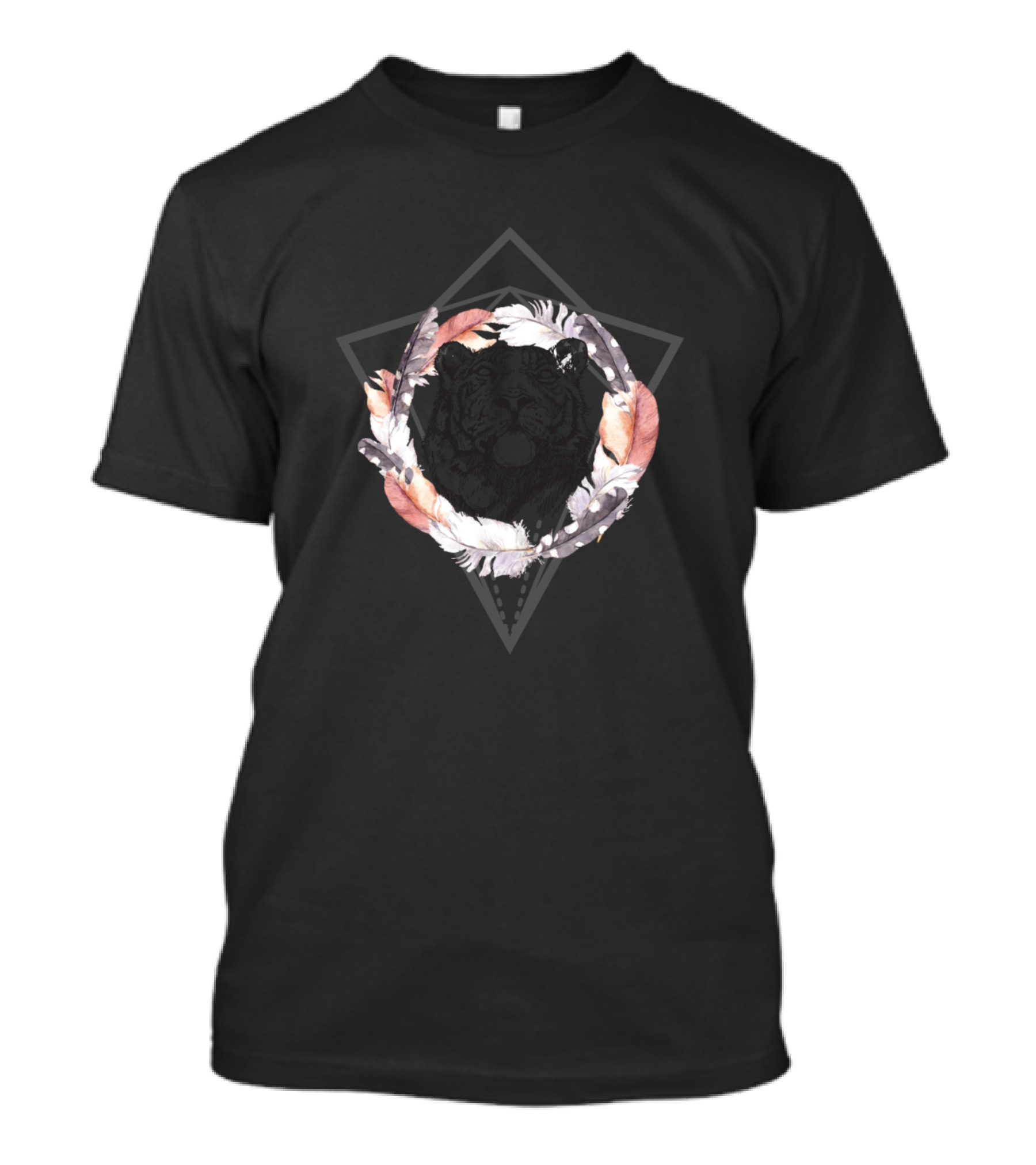 Tiger Boho Watercolor Feather Wreath T-Shirt