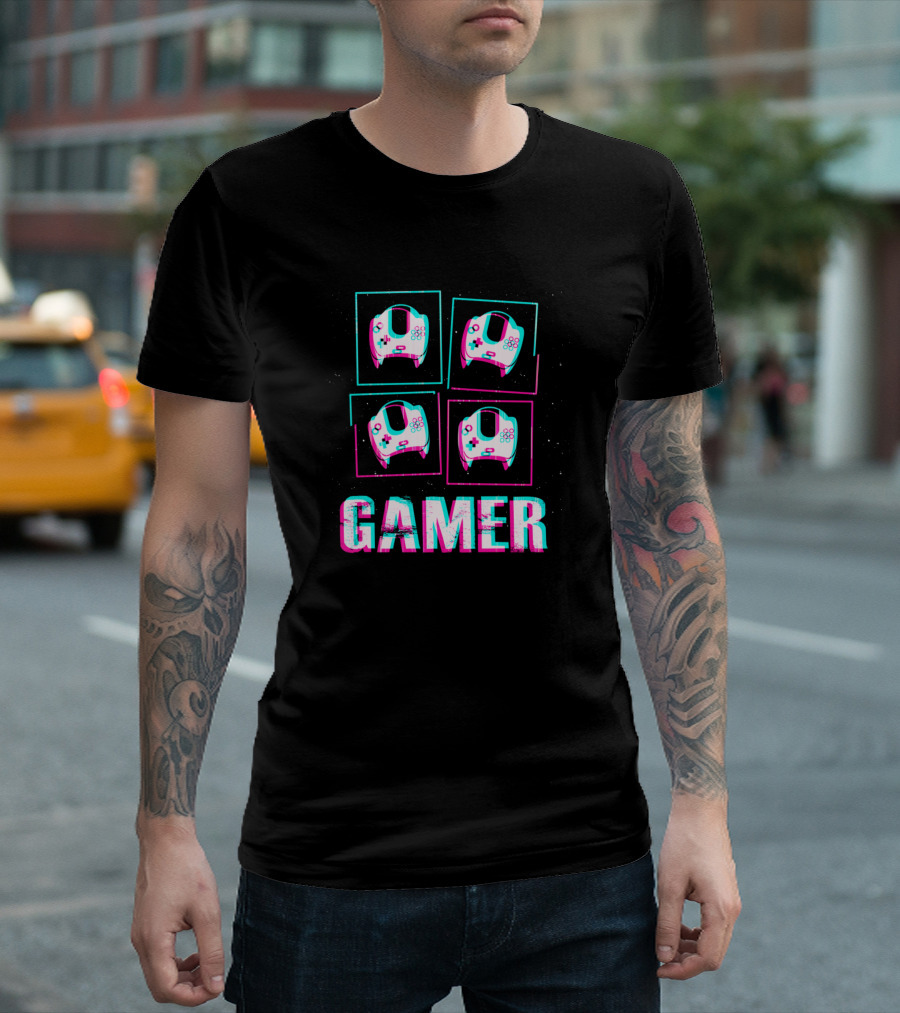 Gamer Neon Videogames Controller T-Shirt