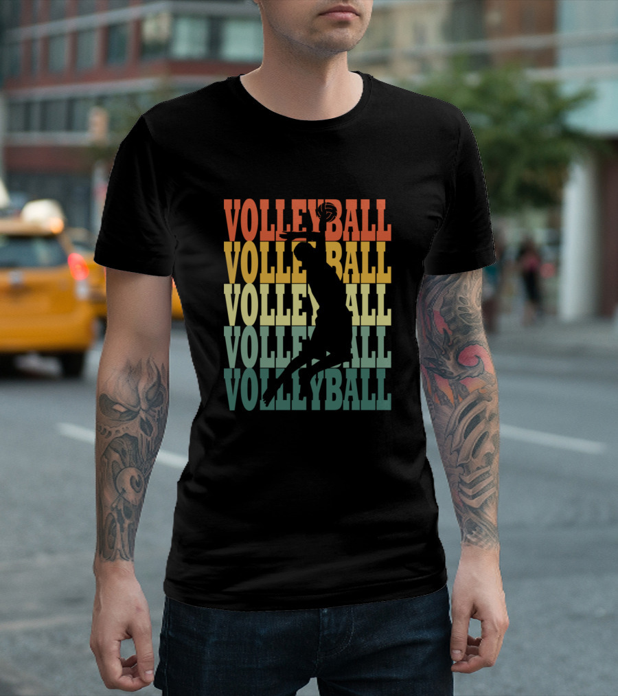 Volleyball Mom Retro Vintage Volleyball Silhouette Jump Spike Text T-Shirt