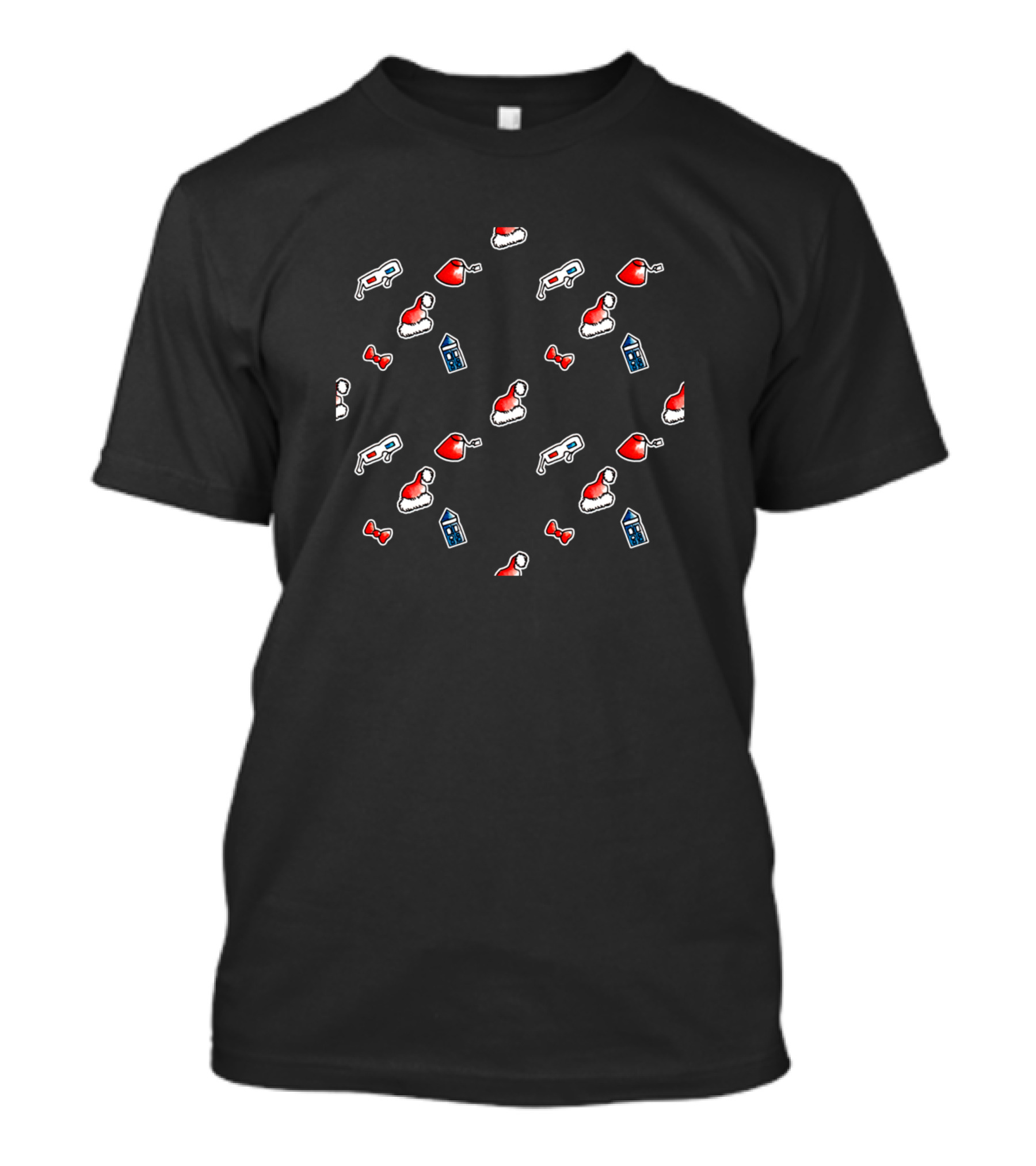Whovian Christmas Santa Hat TARDIS And 3D Glasses T-Shirt