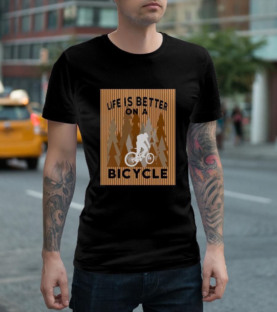 Life Is Better On A Bicycle Autumn Forest Ride T-Shirt