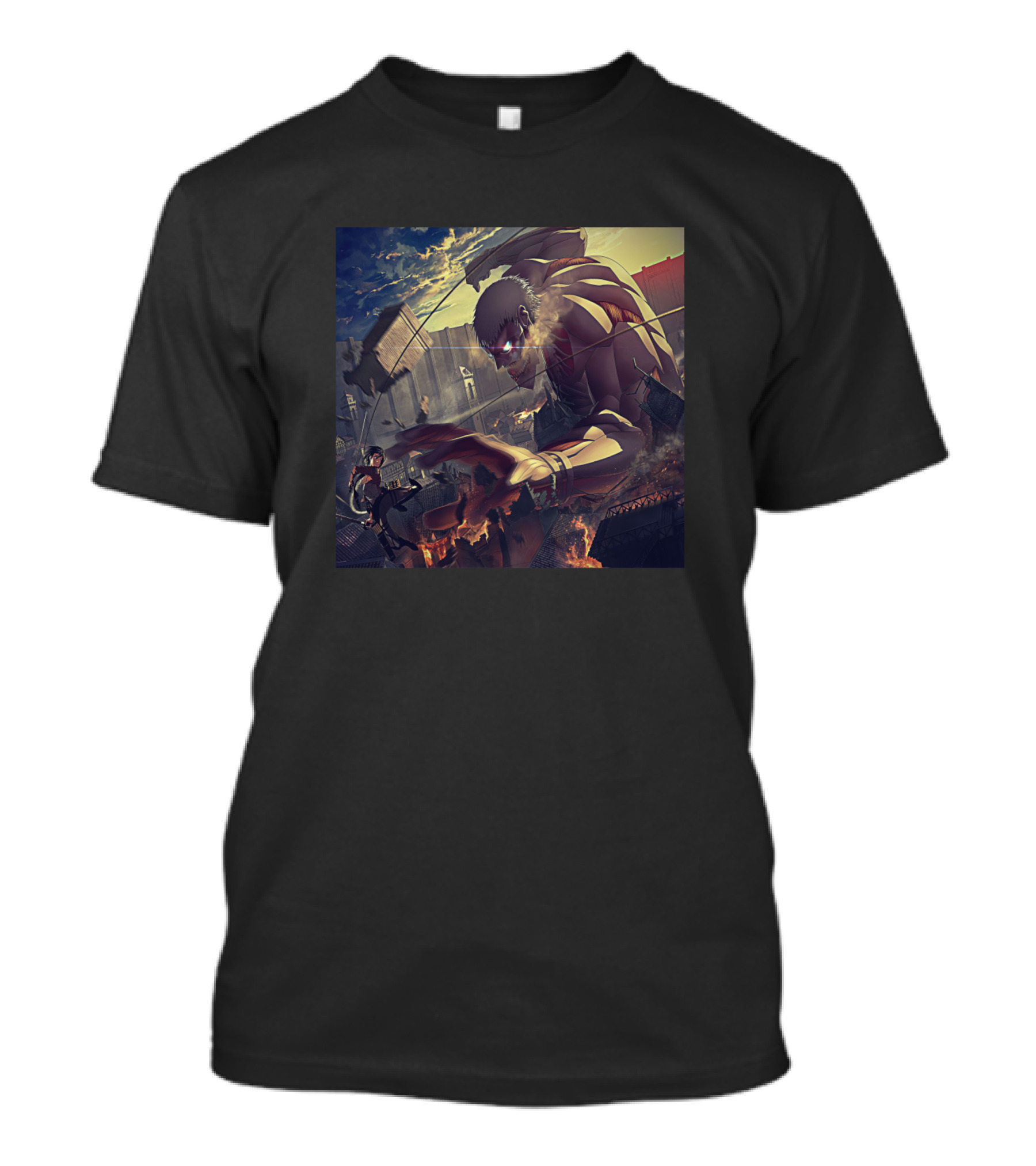 Battle Against Titans Epic Confrontation In Shingeki No Kyojin Scene T-Shirt
