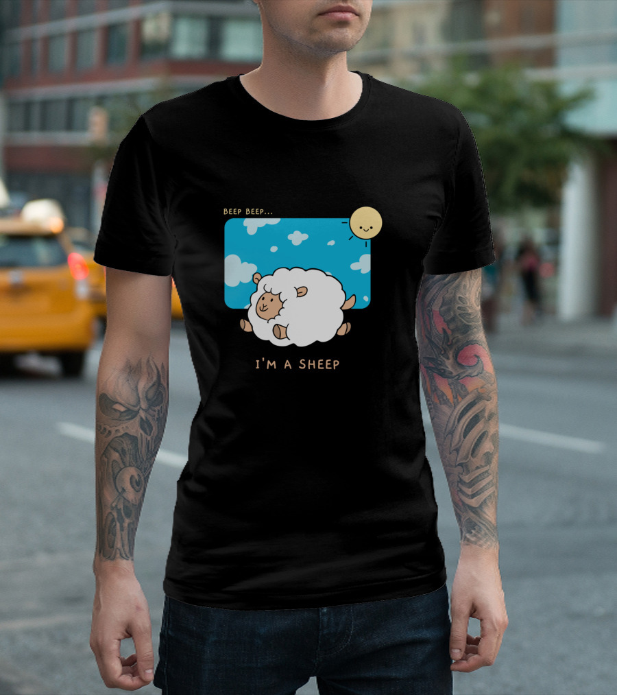 Beep Beep I'm A Sheep Cloudy Sky And Sun T-Shirt