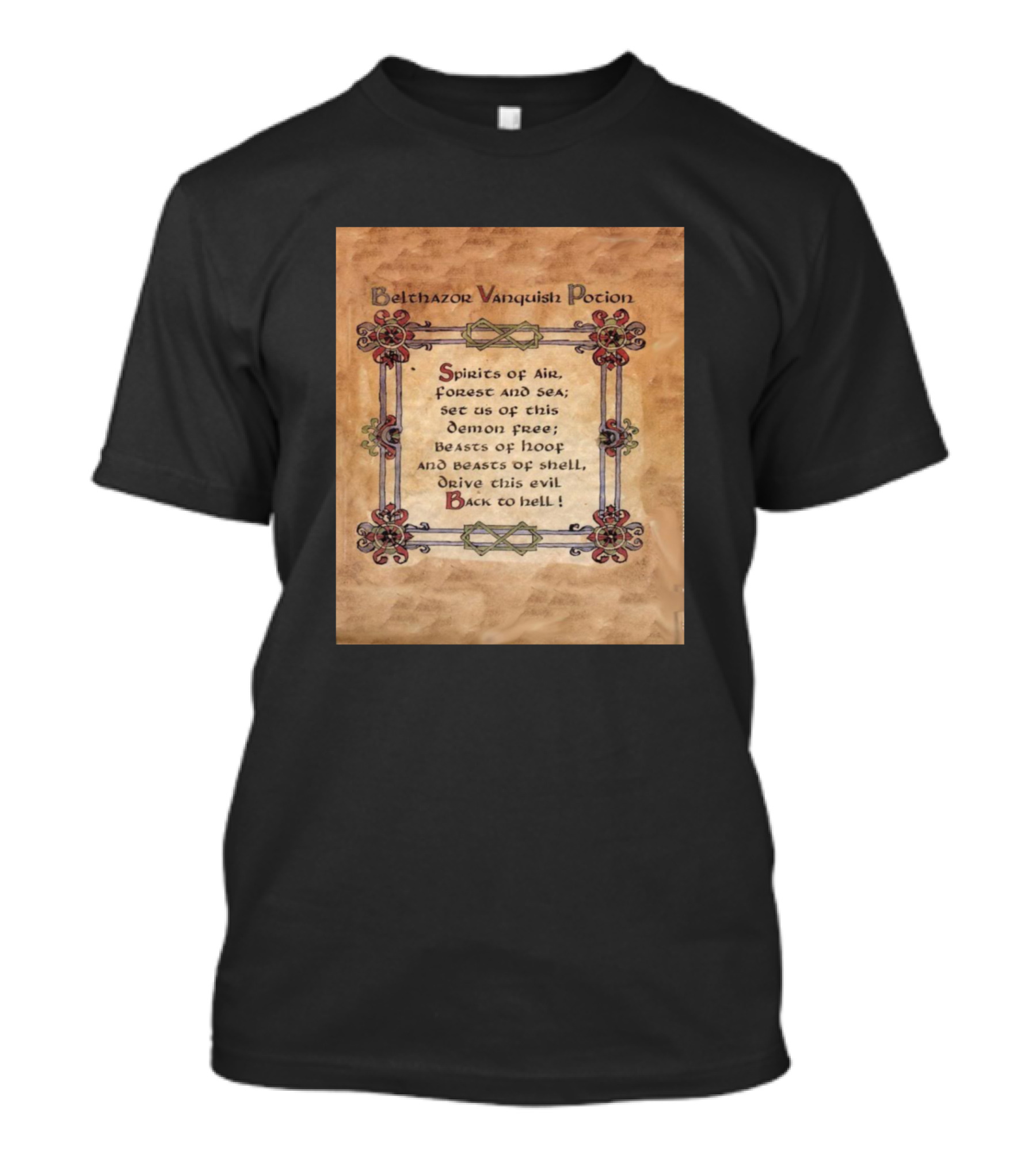 Belthazor Vanquish Potion Spirits Of Air Forest And Sea Back To Hell T-Shirt