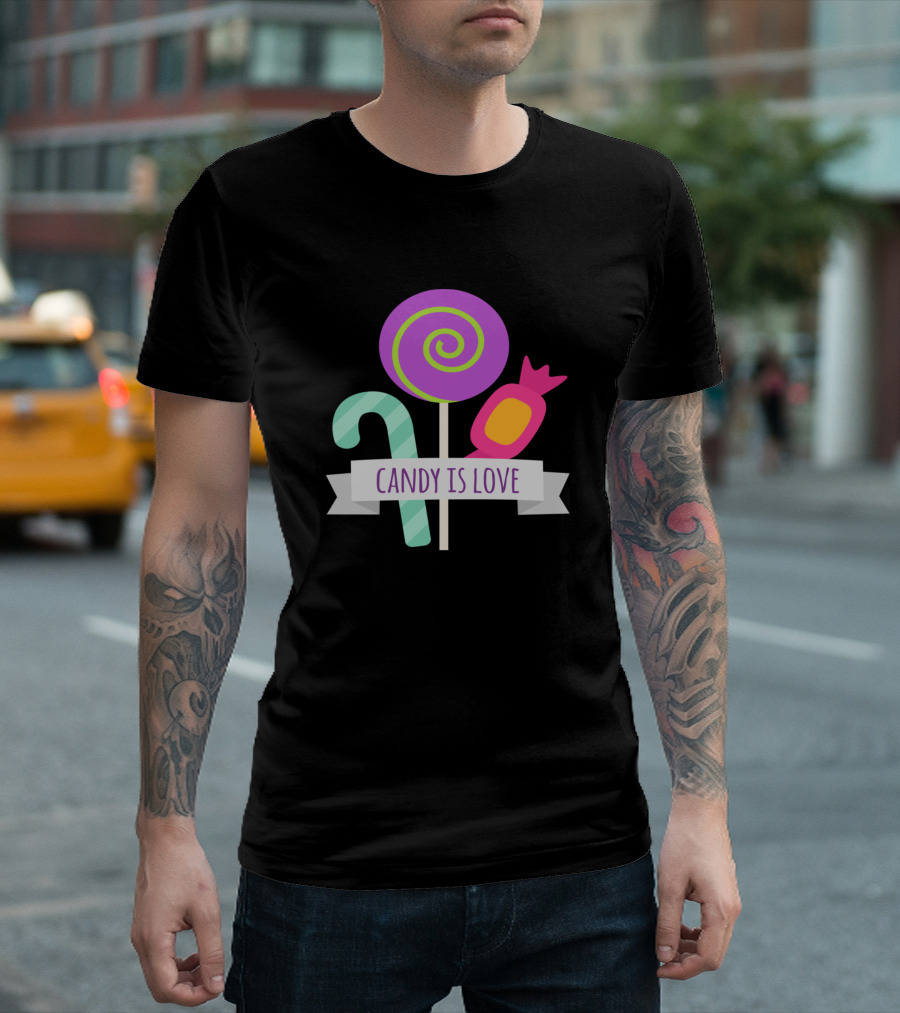 Candy Is Love Lollipop and Candy Cane T-Shirt