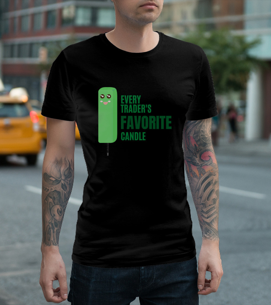 Every Trader's Favorite Green Candle Emoji Features Happy Facial Expression T-Shirt