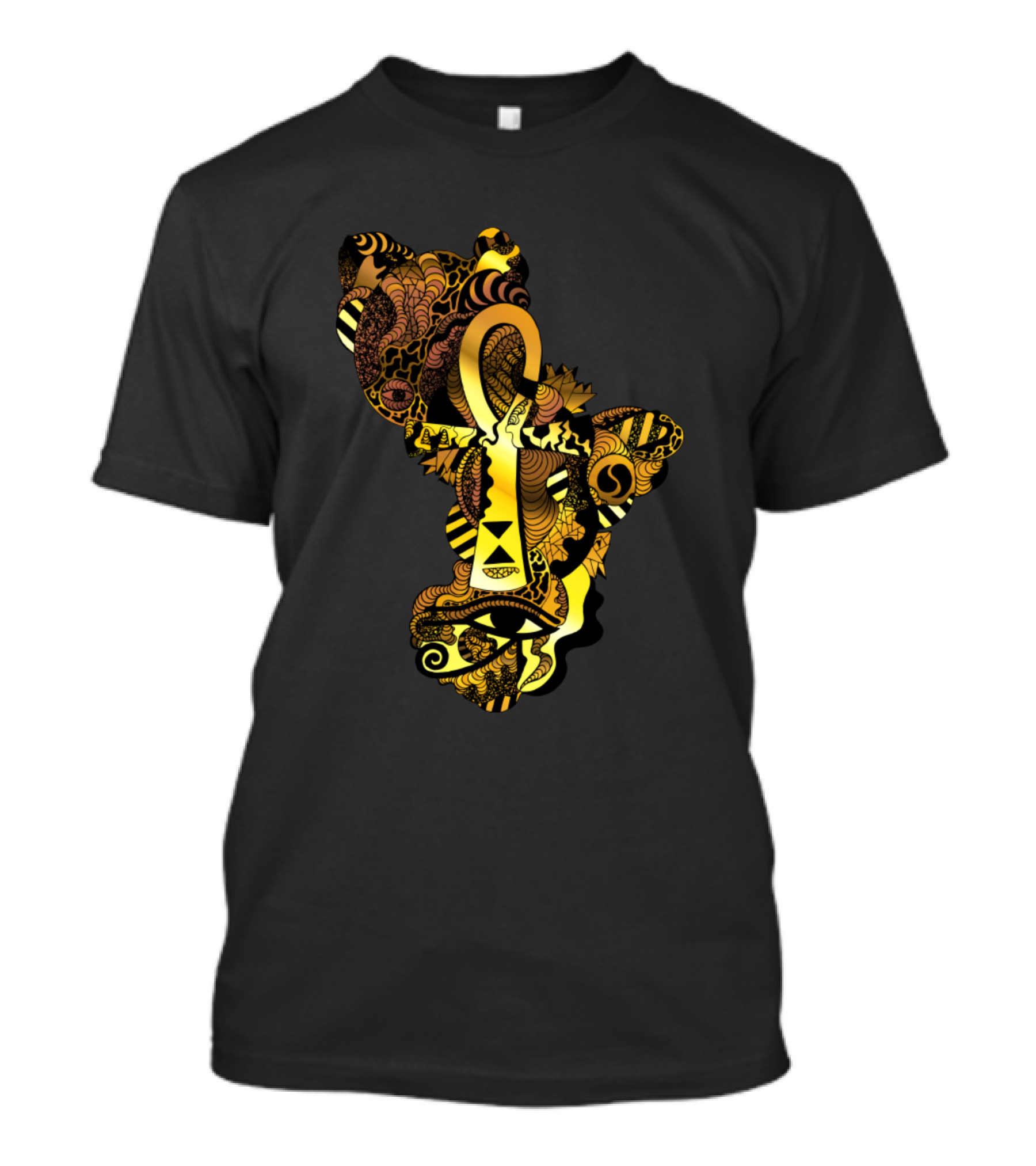 Ankh Eye Of Horus Gold Abstract T-Shirt