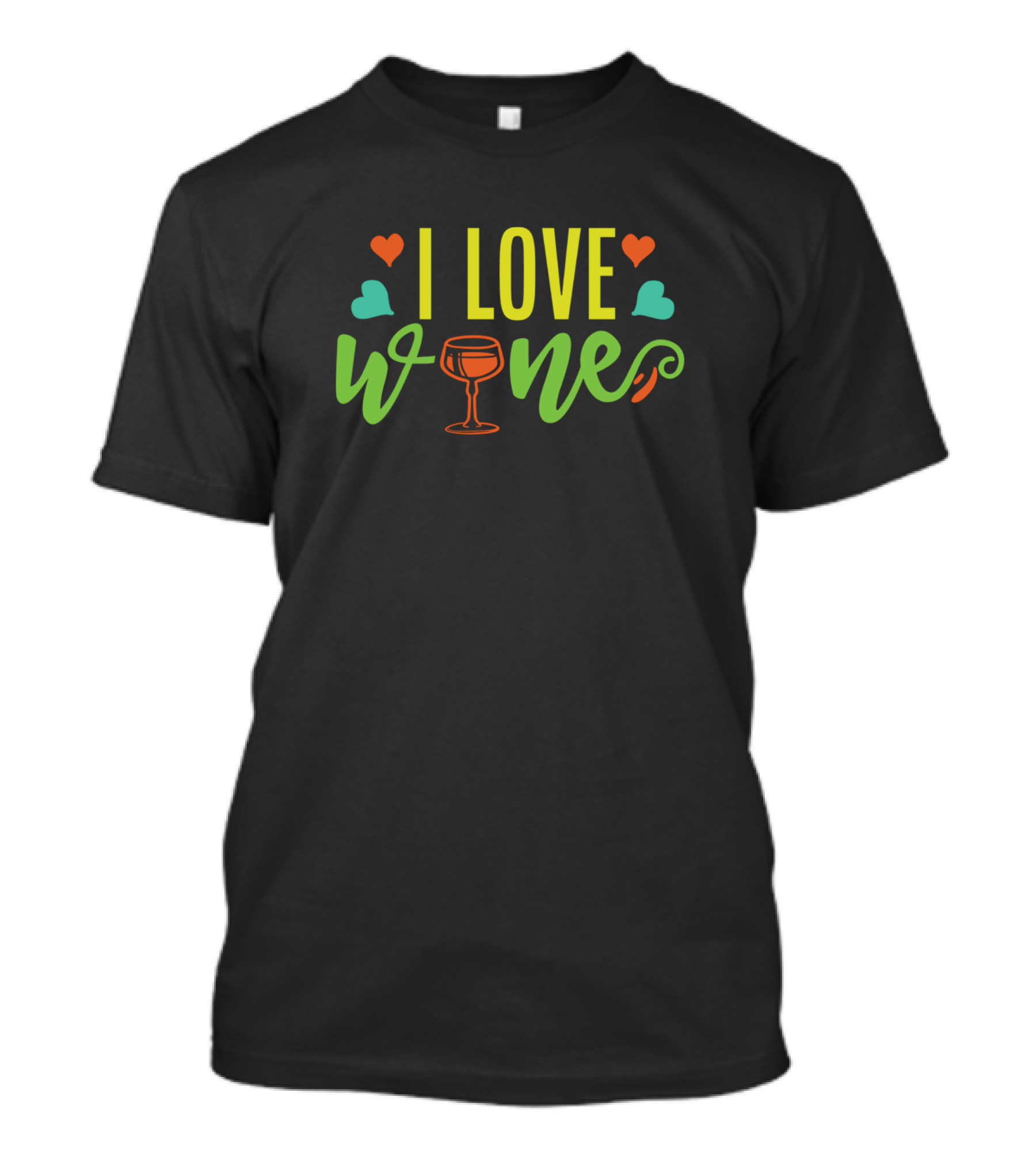 I Love Wine With Heart And Wine Glass Symbols T-Shirt