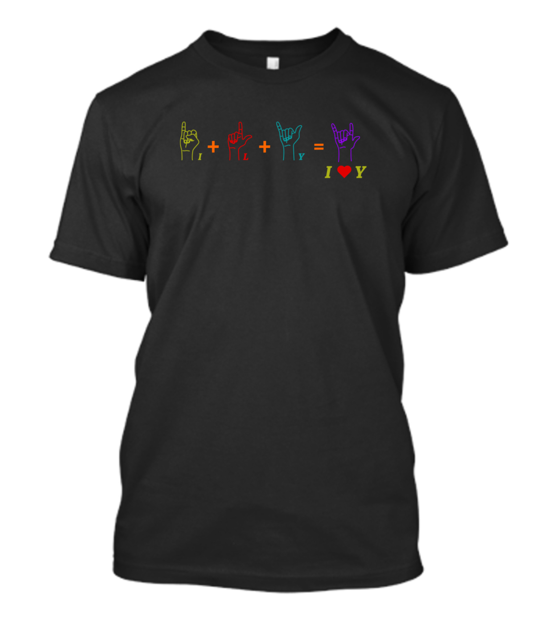 I Love You ASL Colorful Hand Signs Equation T-Shirt