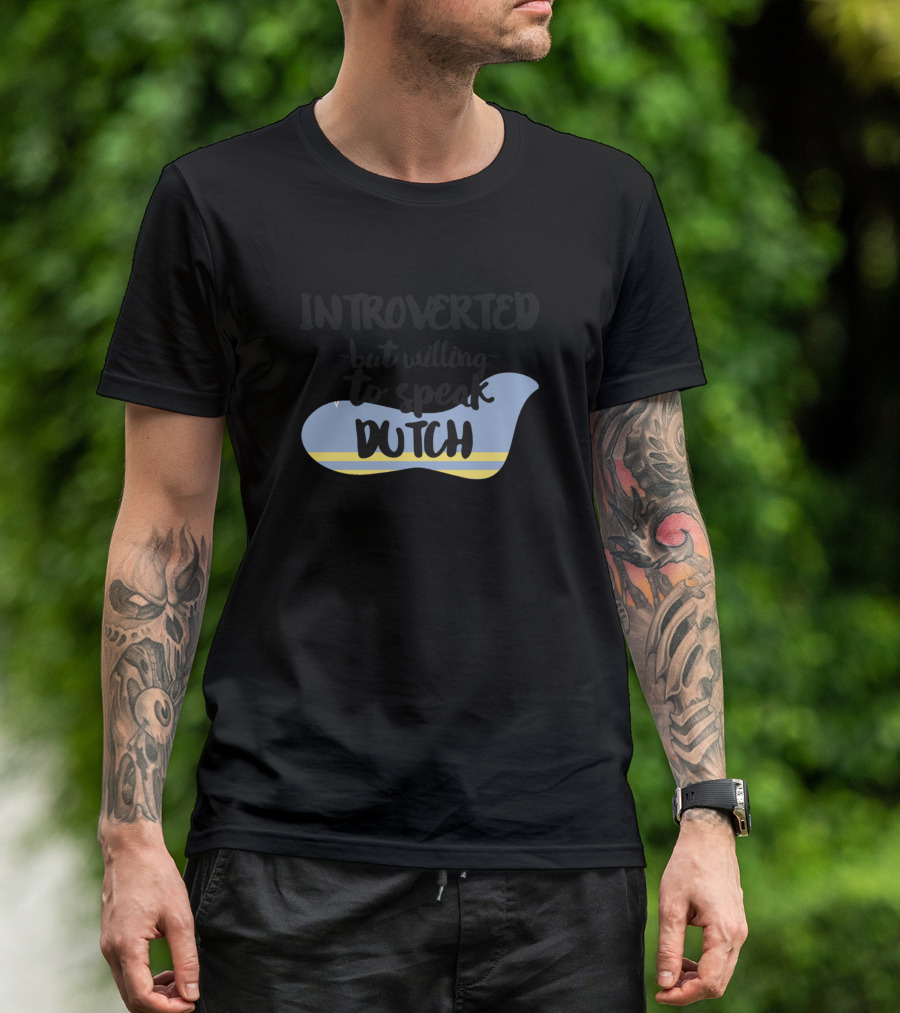 Introverted But Willing To Speak Dutch Blue Yellow Speech Bubble T-Shirt
