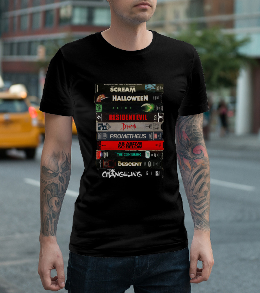 Scream Halloween Alien Resident Evil Dracula Prometheus As Above So Below The Conjuring Descent Changeling Misarox Stack T-Shirt