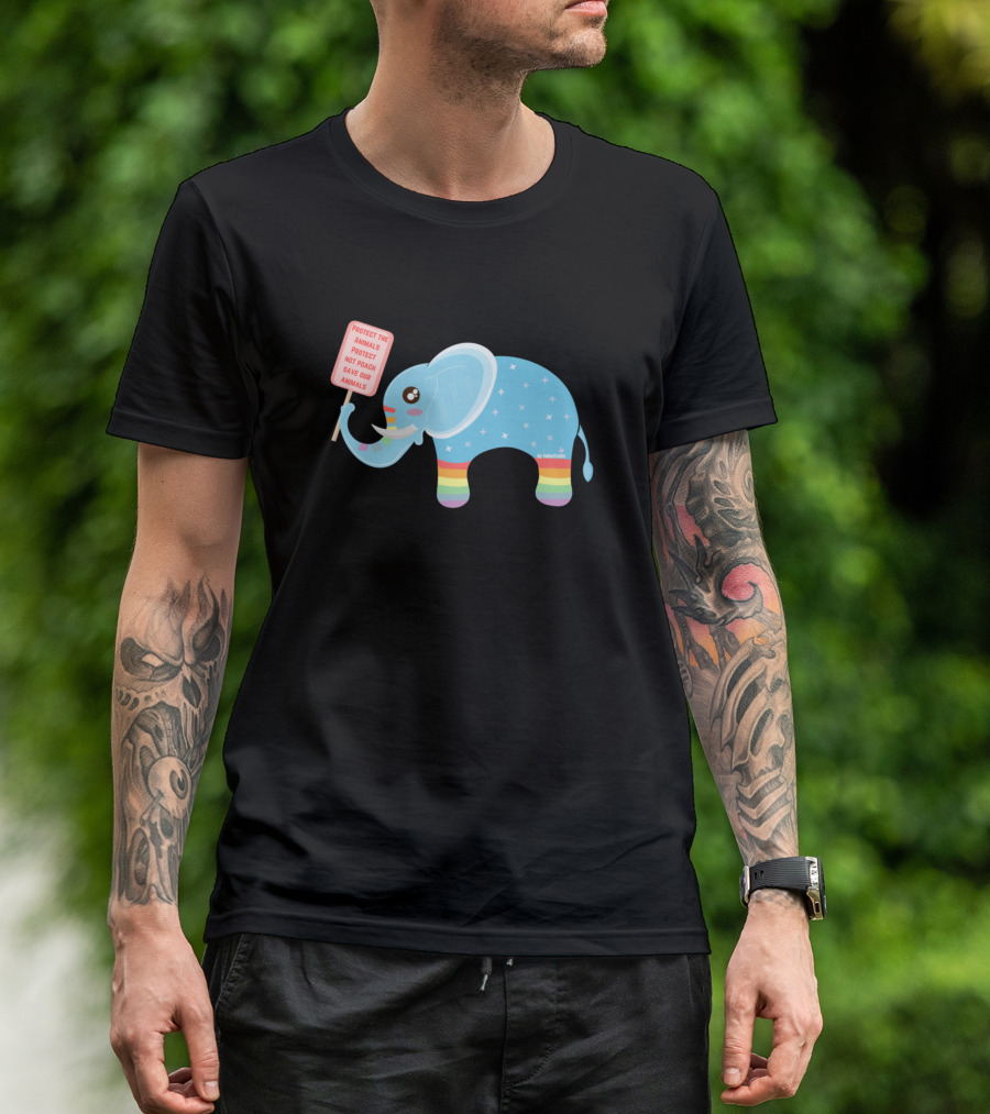 Protect The Animals Protest Rainbow Elephant Save Our Animals T-Shirt