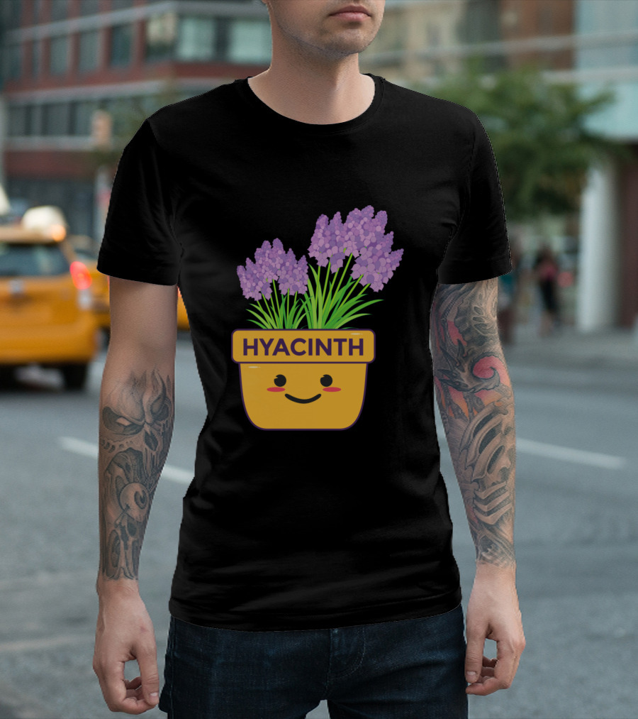 Hyacinth Smiling Flower Pot With Purple Blooms T-Shirt
