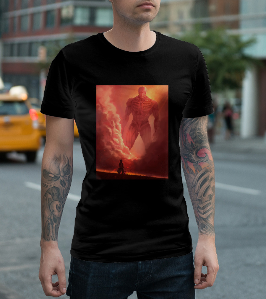 Attack on Titan Soldier Confronts Colossal Titan T-Shirt