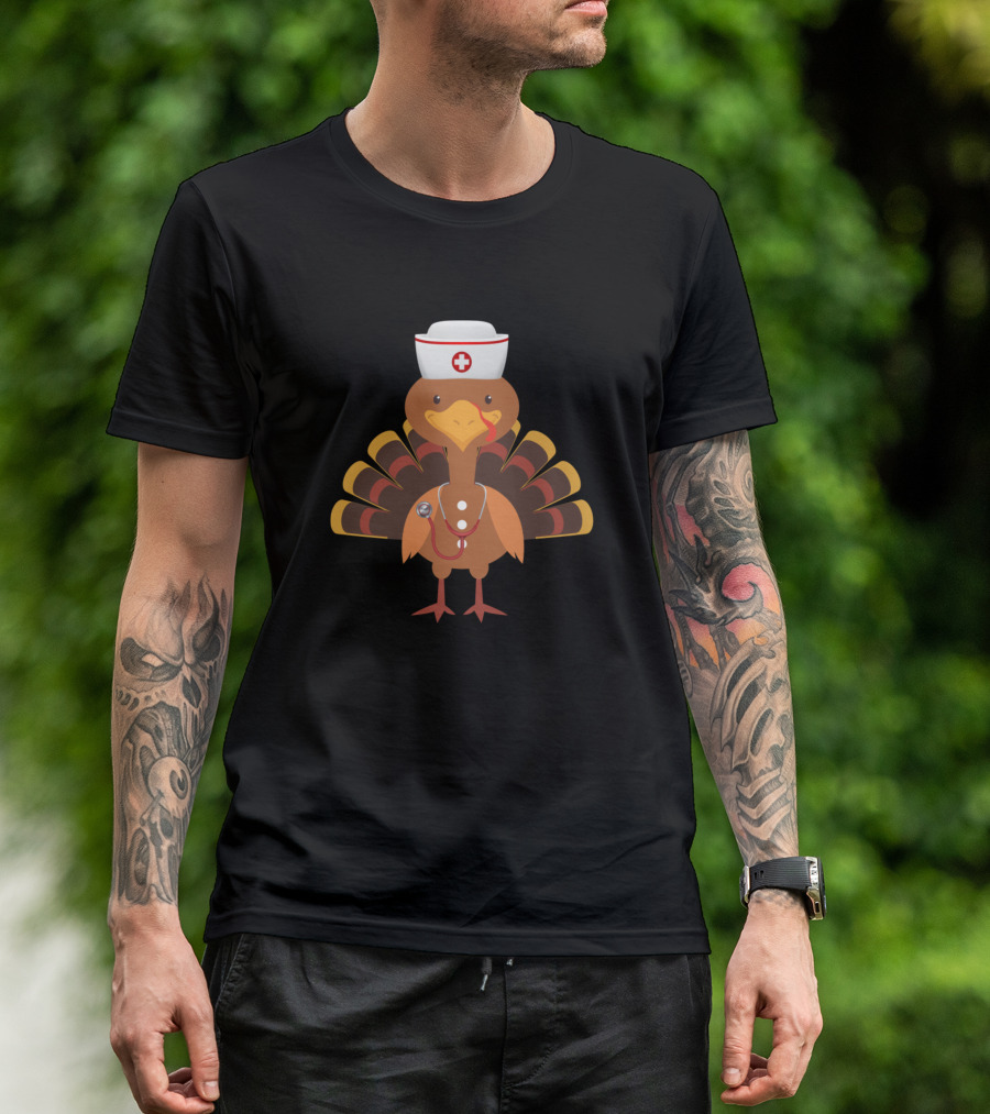 Thanksgiving Turkey Nurse Humor Stethoscope Hat T-Shirt