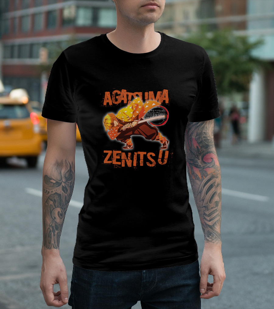 Agatsuma Zenitsu Thunder Breathing Mode with Sword and Lightning Burst T-Shirt