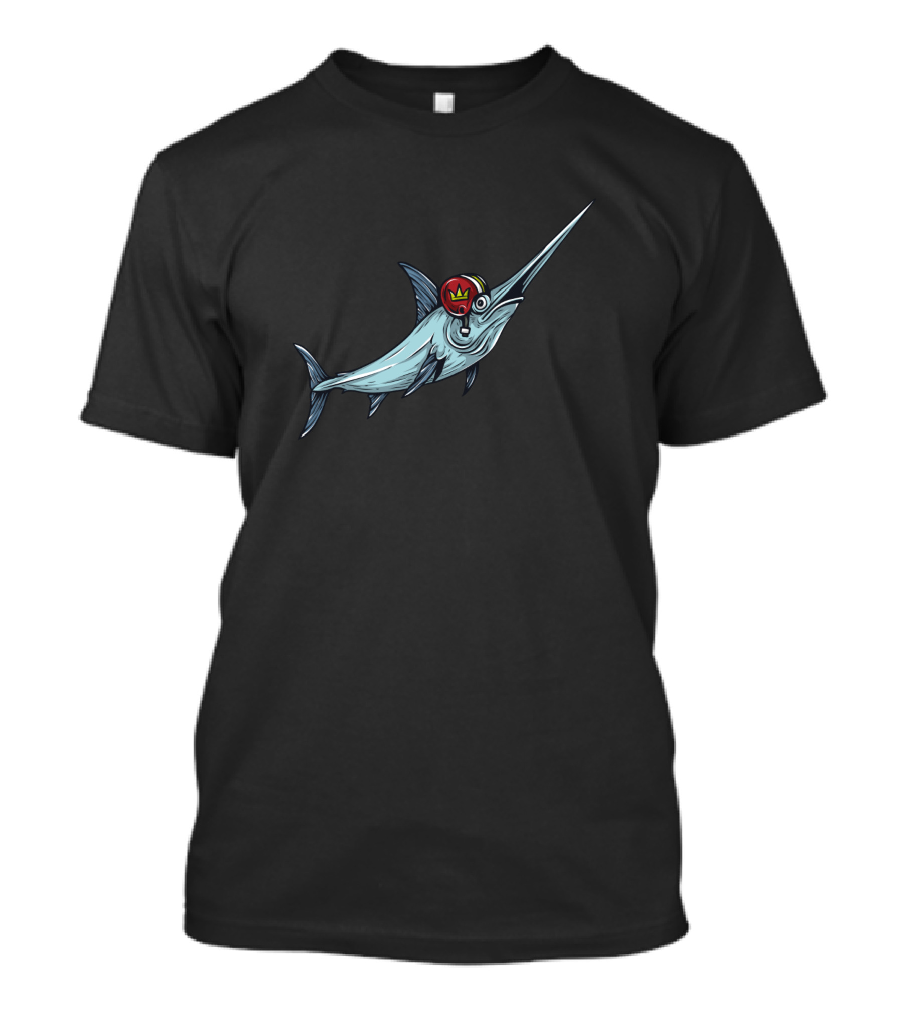 Swordfish Wearing A Red Helmet With Crown T-Shirt