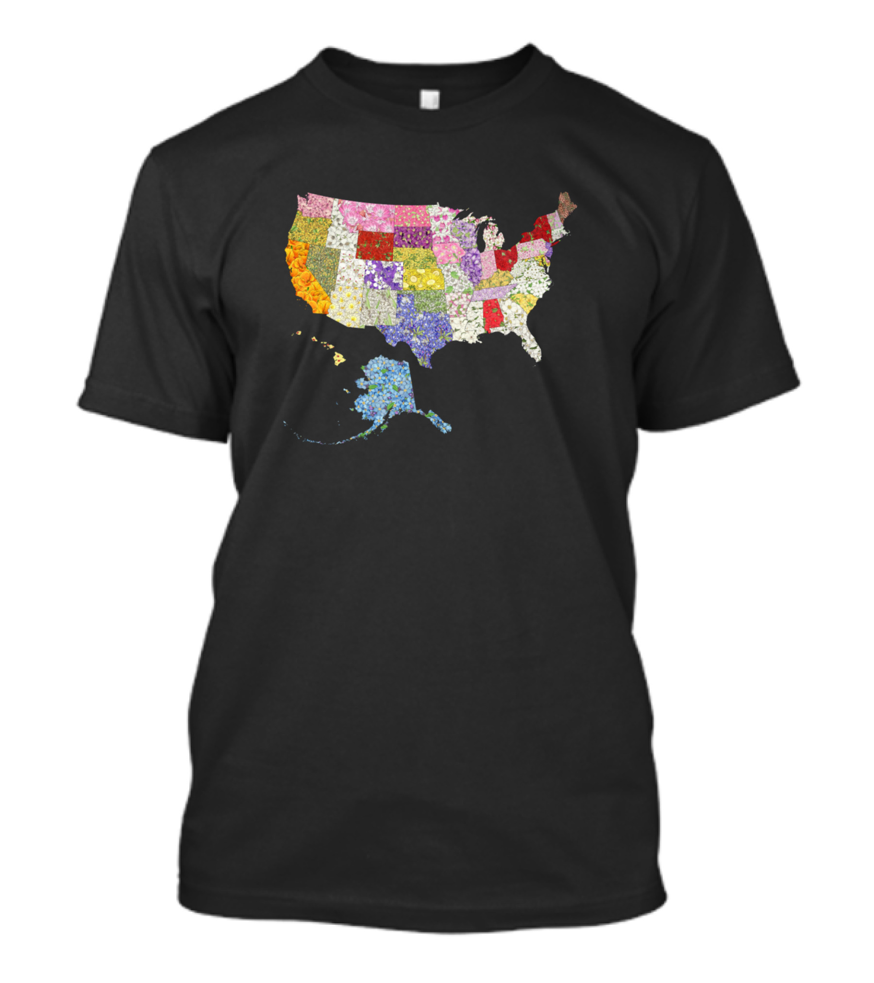Usa In Flowers Map T-Shirt