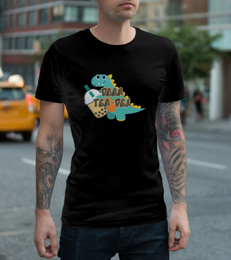 Boba Tea Rex Dinosaur With Bubble Drink T-Shirt