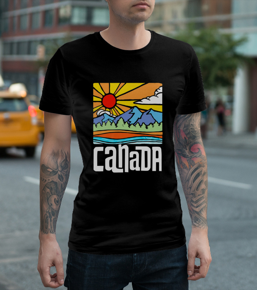 Canada Vintage Nature Mountains Sun T-Shirt