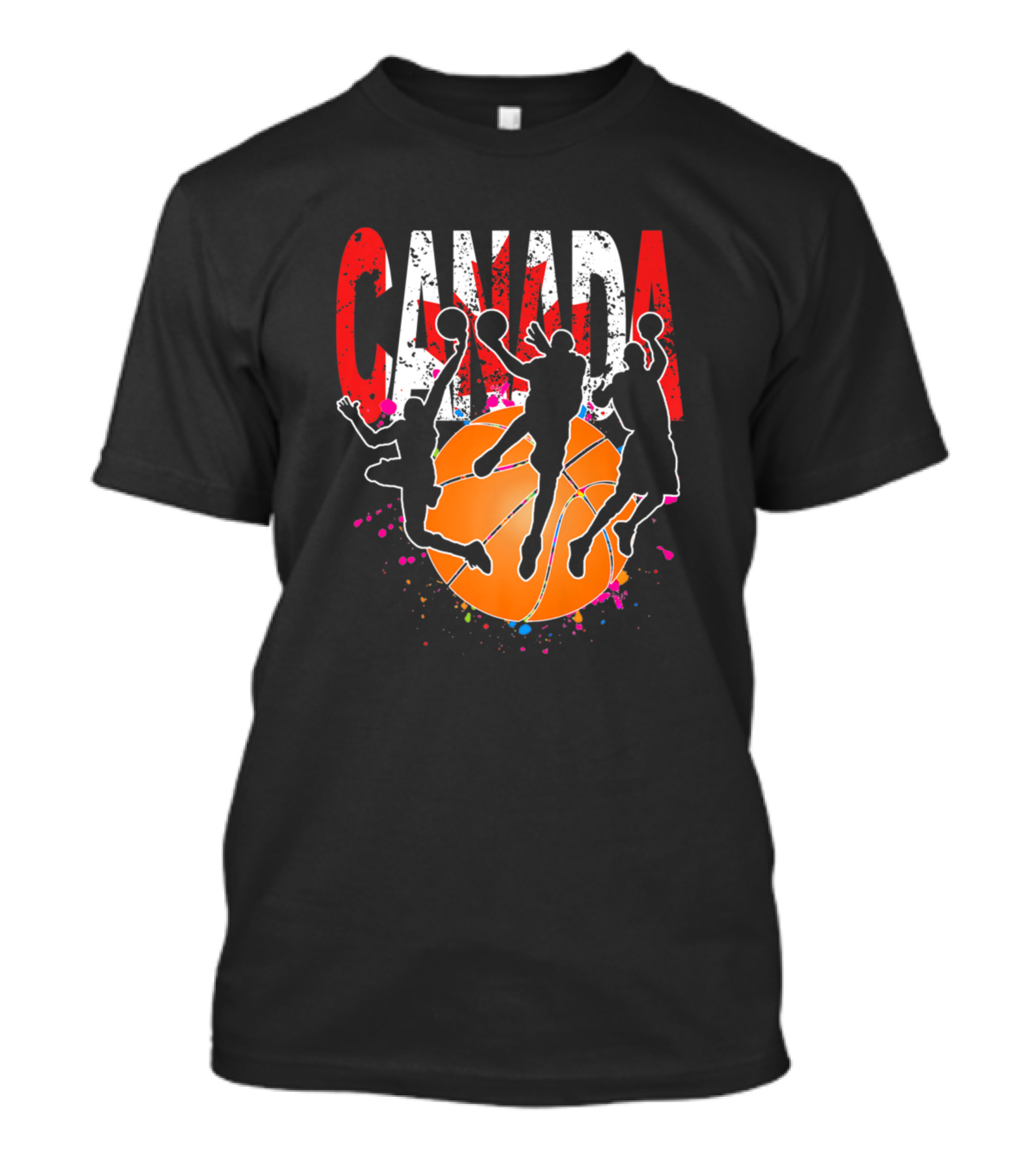 Canada Basketball World Team Sports Supporter Fan Silhouette Dunk Shooter Dunker T-Shirt