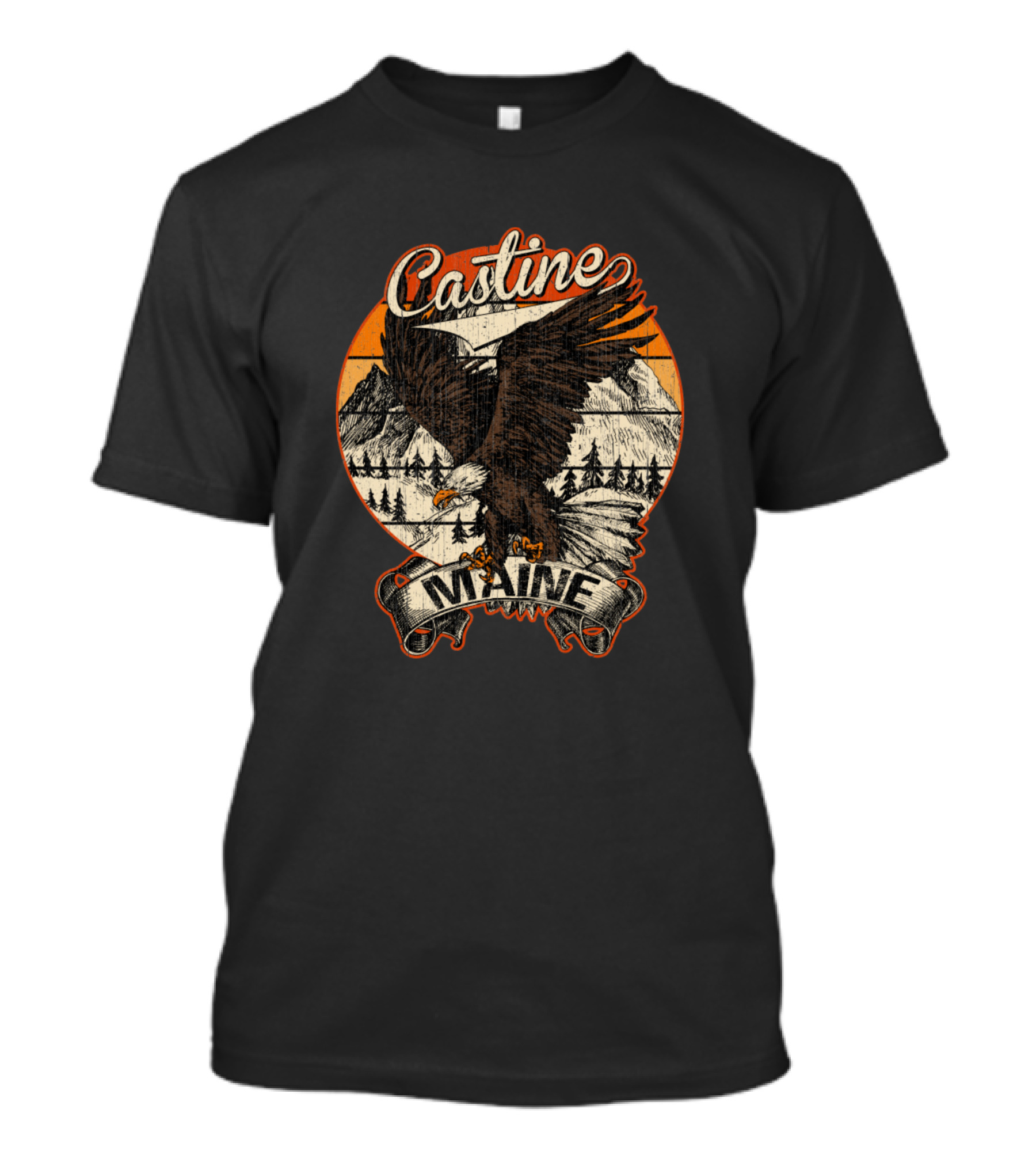 Castine Maine Bald Eagle Vintage Mountain T-Shirt
