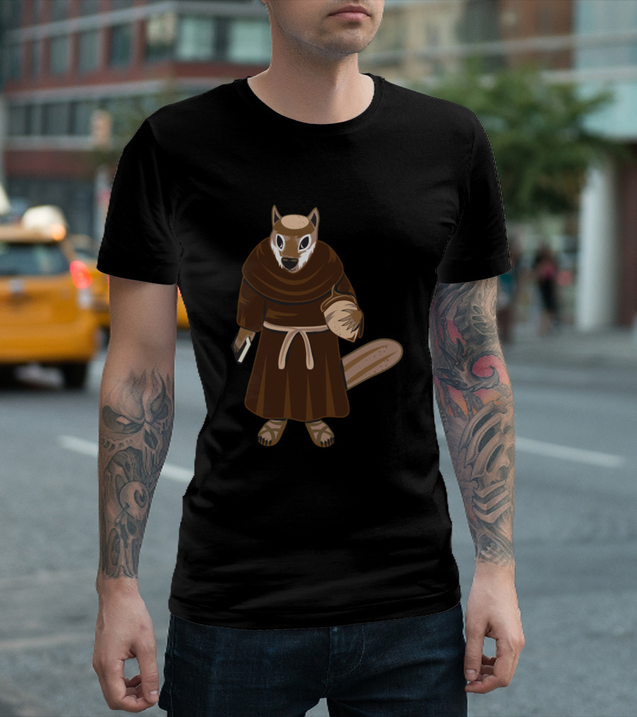 Chipmonk Medieval Robed Character with Hood and Basket T-Shirt