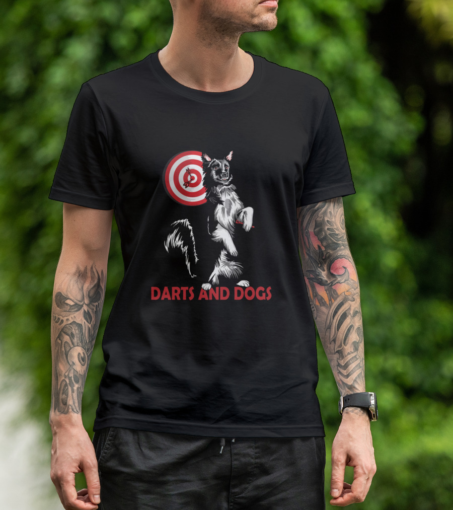 Darts And Dogs Dart Players Dog Owners Bullseye Targeting Canine T-Shirt