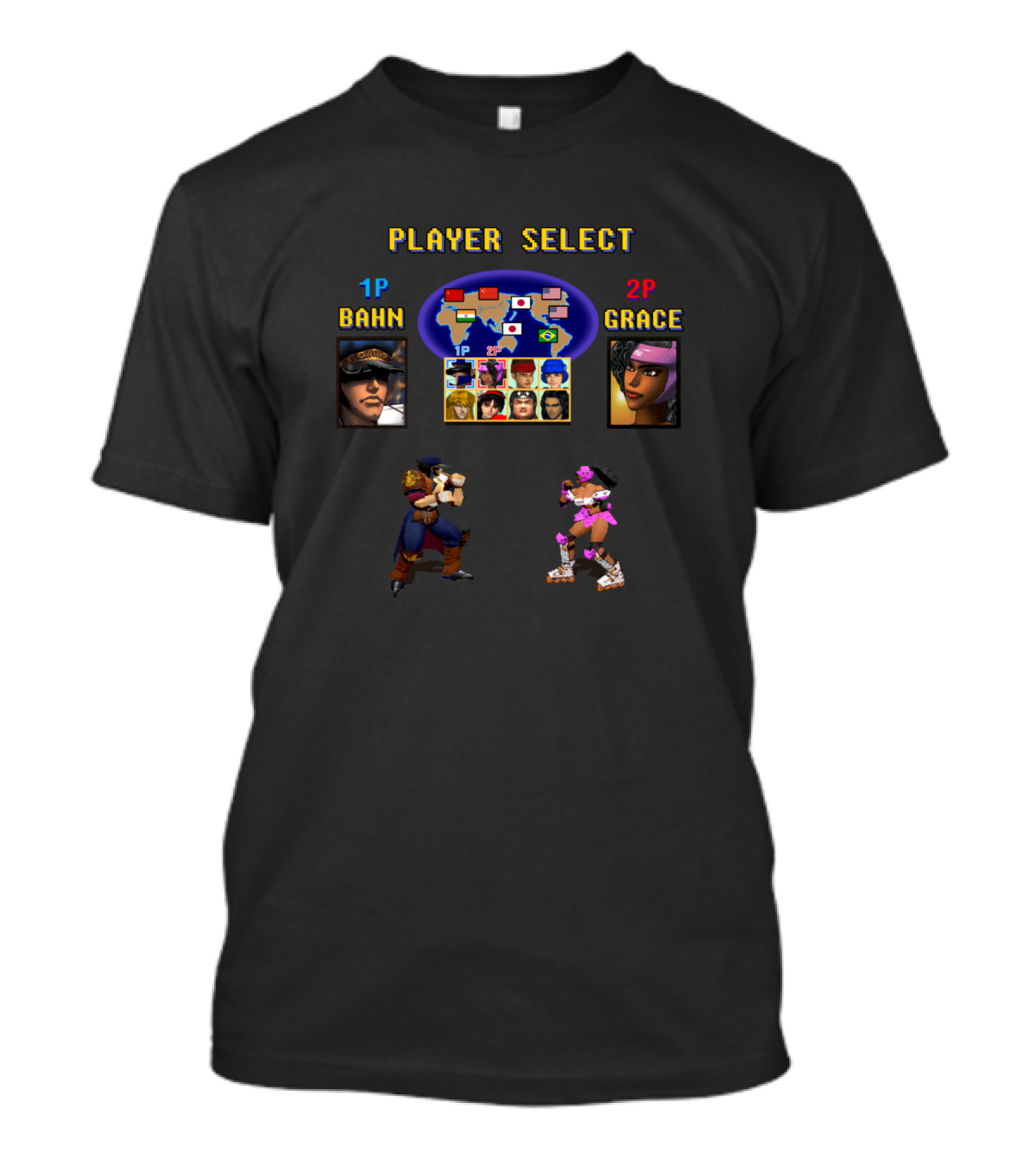 Player Select Fighting Viper World Warriors Bahn Grace Japan Map T-Shirt